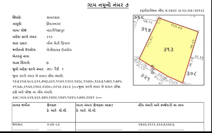 7/12 Utara — official document sample