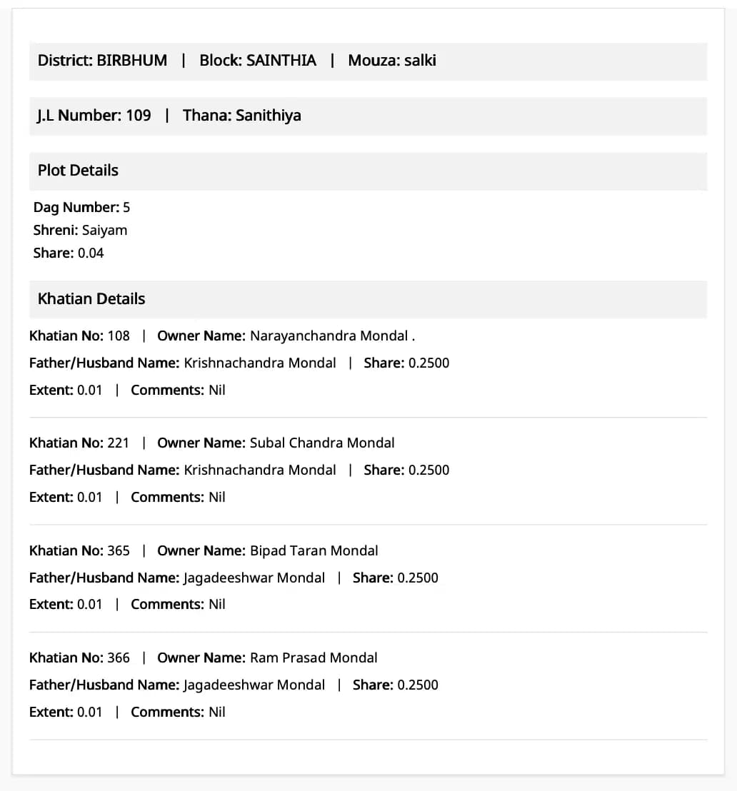 WB Porcha (RoR) — official document sample