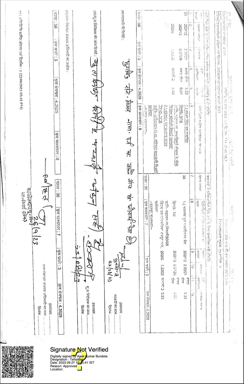 Mutation Record sample — Rajasthan